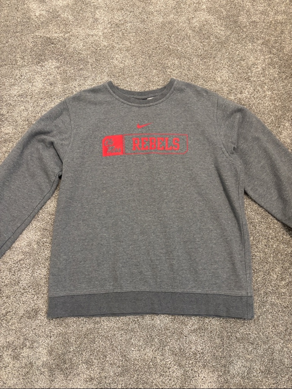 Nike Grey Crewneck with Red "REBELS" Graphic